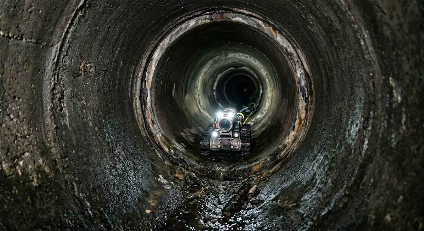 Robotic sewer camera inspecting pipe interior for Drain Snake Service in Minnetrista